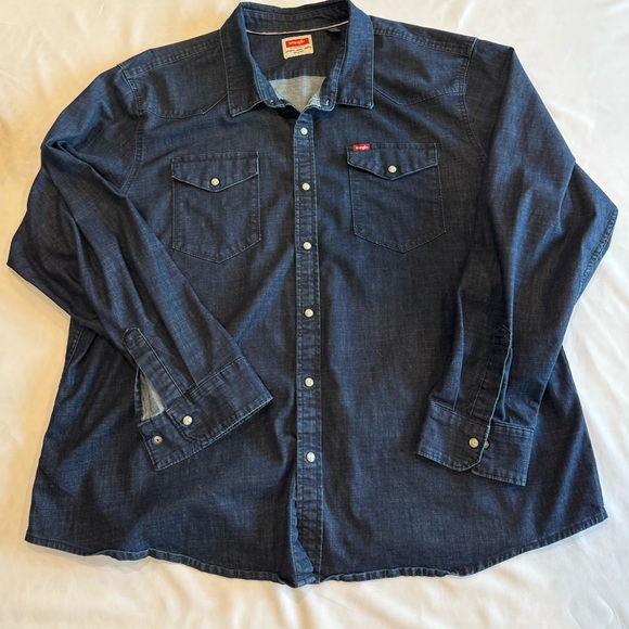 Wrangler Dark Blue Denim Shirt - Picture 1 of 8